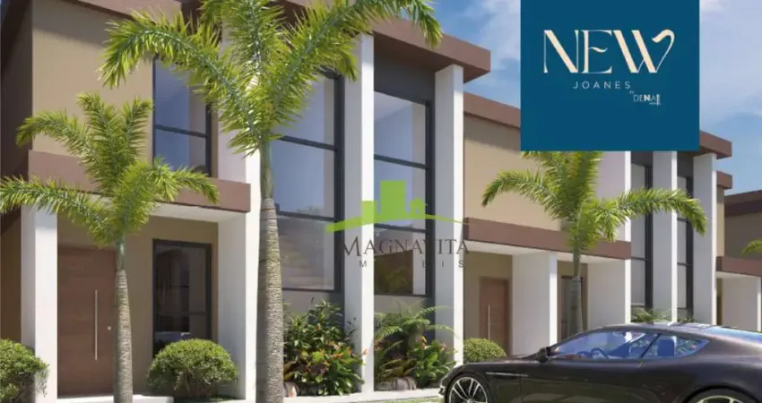NEW JOANES, Buraquinho | Village Duplex de 98m² com 2 suítes, varanda gourmet, 2 vagas e quintal. Apenas 400m da praia. Lauro de Freitas