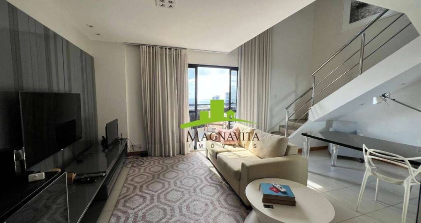 BOULEVARD SIDE. Duplex Mobiliado Vista Mar à Venda, 97m², 1 Suíte, Varandão, 2 Vagas, Infraestrutura de Hotel, Porteira Fechada. Caminho das Árvores