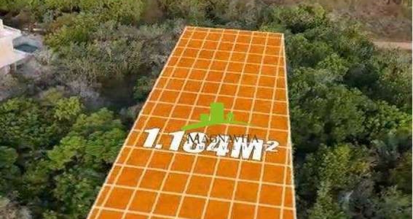 POMARES. Lote à venda em Busca Vida, 1.184m², Plano, Nascente, fundo para área de preservação, Condomínio Alto Padrão e acesso à Praia. Segurança 24h