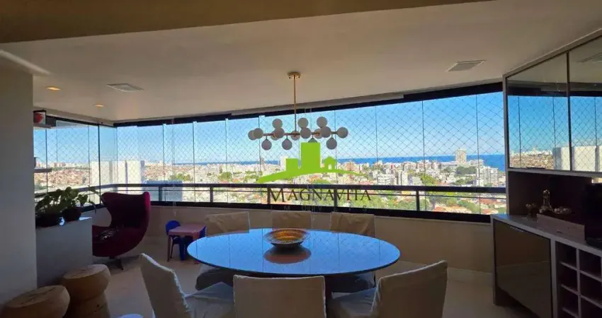 Mansão prof. estácio gonzaga. apartamento alto padrão à venda 195m², 3 suítes, gabinete, vista mar, andar alto. decorado. 4 vagas. porteira fechada