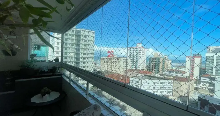 Apartamento com vista mar e sacada gourmet na tupi em praia grande/sp