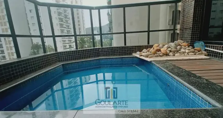 Apartamento duplex com 4 dormitórios sendo 3 suítes + suíte de serviço, sacada e piscina privativa  na praia da Pitangueiras-Guarujá/SP.