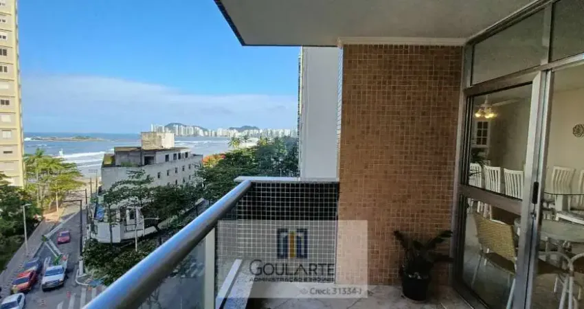 Apartamento Alto Padrão com 3 dormitórios sendo 1 suíte, lazer no condomínio e sacada vista mar na praia da Pitangueiras-Guarujá/SP