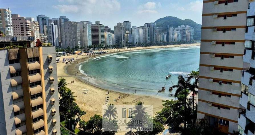 Apartamento vista mar com sacada gourmet, 3 suítes climatizadas em condomínio clube frente mar, ASTÚRIAS - Guarujá/SP.