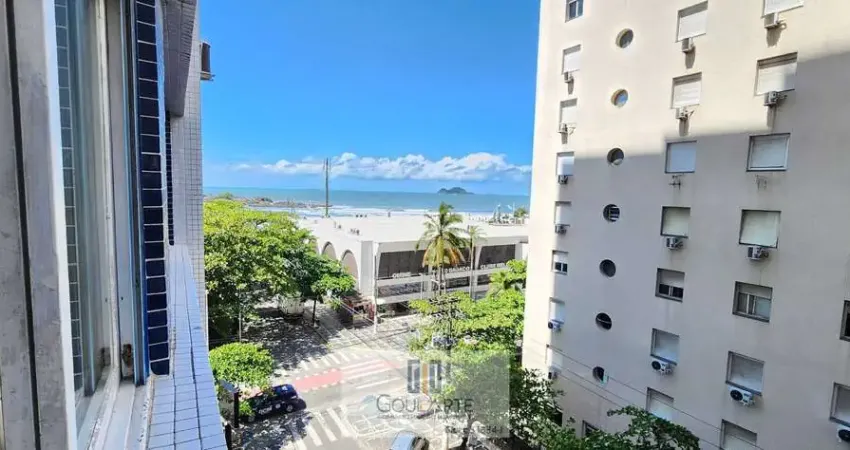 Apartamento com vista mar, 2 dormitórios, à menos de 50 metros do mar, na praia das pitangueiras - guarujá/sp.