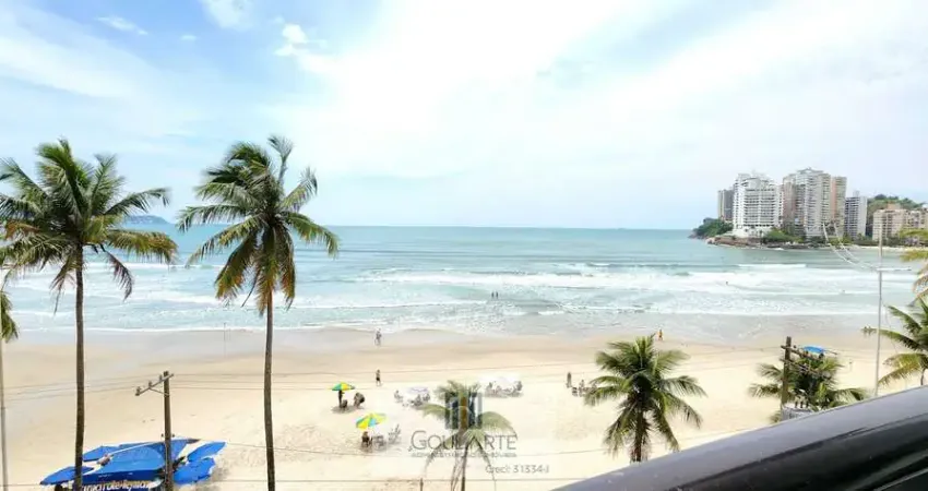 Apartamento alto padrão com sacada frente mar, 3 suítes climatizadas, lazer no condomínio, na praia das astúrias-guarujá/sp.