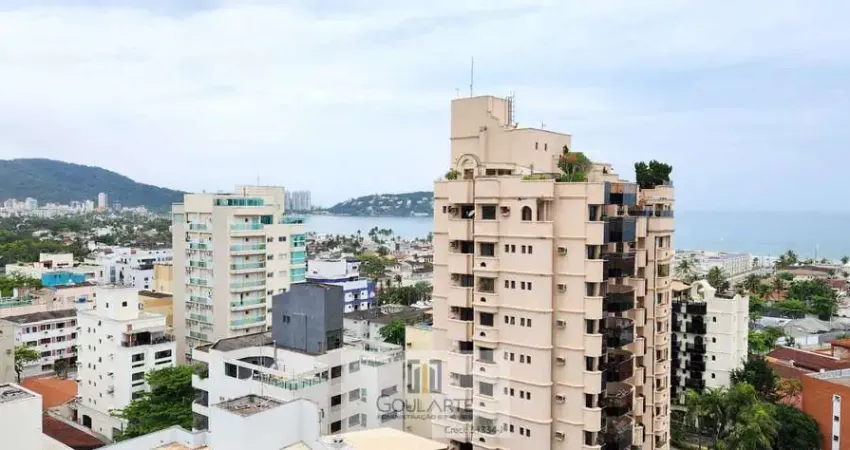 Apartamento alto padrão com sacada vista parcial mar, 3 dormitórios climatizados sendo 1 suíte, lado praia na enseada-guarujá/sp
