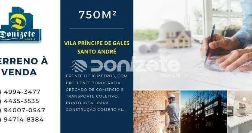 Terreno à venda, 750 m² por R$ 2.200.000,00 - Vila Príncipe de Gales - Santo André/SP