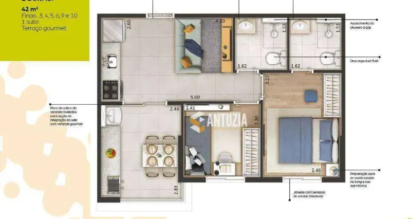 Apartamento com 2 dormitórios( 1 suíte|) à venda, 42 m² por r$ 388.419 - vila pereira cerca - são paulo/sp