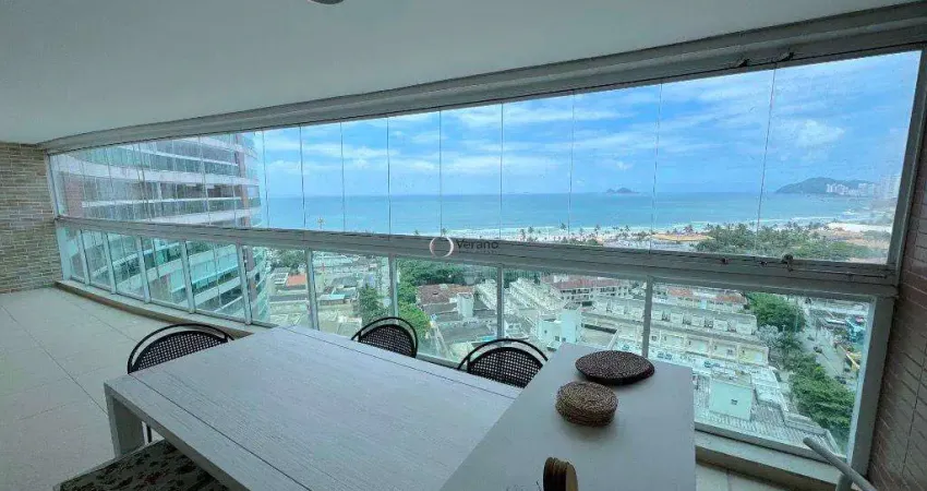 Apartamento à venda em guarujá - 3 quartos, sendo 1 suíte, 2 vagas , mobiliado, com vista para o mar