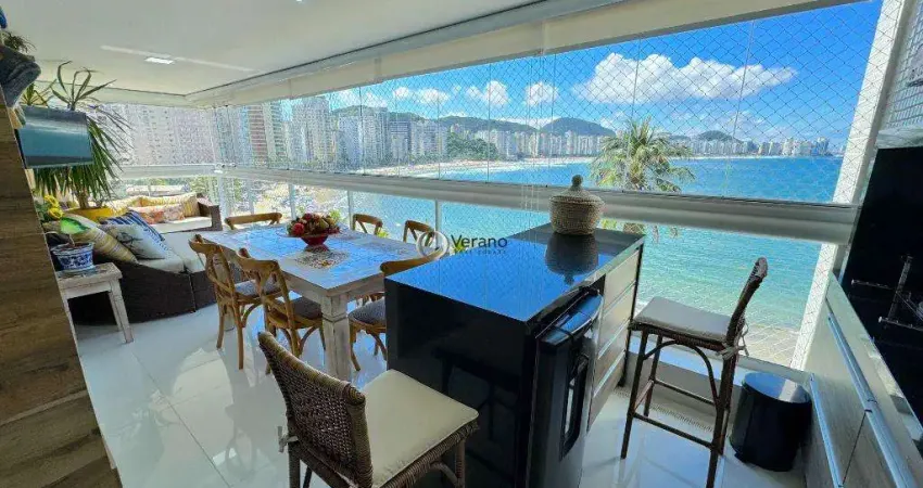 Apartamento frente mar, finamente decorado com 3 quartos à venda, 120 m² por r$ 1.950.000 - astúrias - guarujá/sp