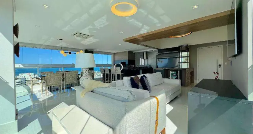 Apartamento com vista pro mar, 3 suítes, varanda gourmet integrada, 2 vagas, à venda, 152 m² por r$ 2.500.000 - enseada - guarujá/