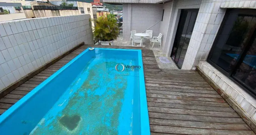 Cobertura à venda em guarujá, enseada, mobiliada, com piscina e churrasqueira