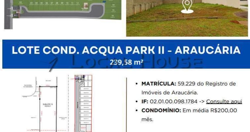Terreno à venda em Araucária, Capela Velha, 239,58m²