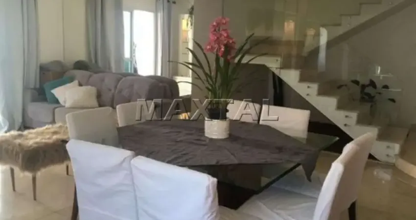 Apartamento Cobertura Duplex, 240m², 3 dormitórios, 3 suítes, sala, cozinha e 3 vagas.