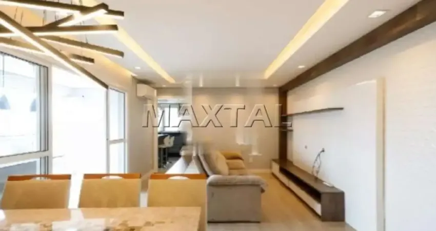 Apartamento 129m² para alugar em Santana, 03 quartos, 05 banheiros, 03 vagas e varanda gourmet.