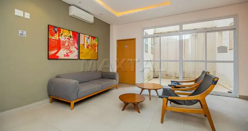 Studio à venda de 20m² com 1 quarto, academia, salão de festas, lazer no rooftop e churrasqueira.