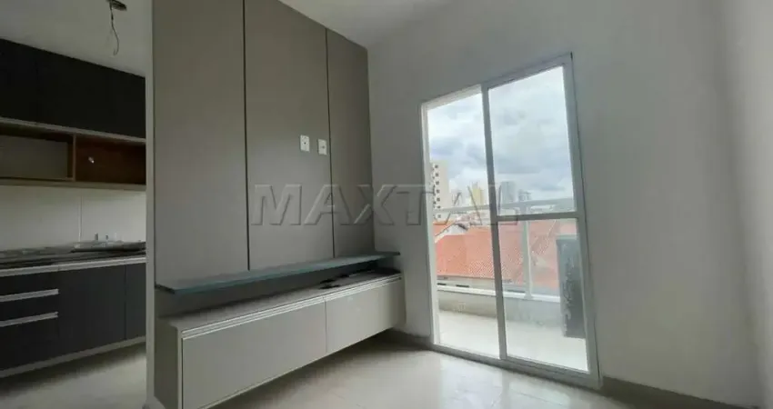 Studio 33m² para locação em Santana, com 1 quarto, 1 banheiro, 1 vaga e varanda e armários embutidos