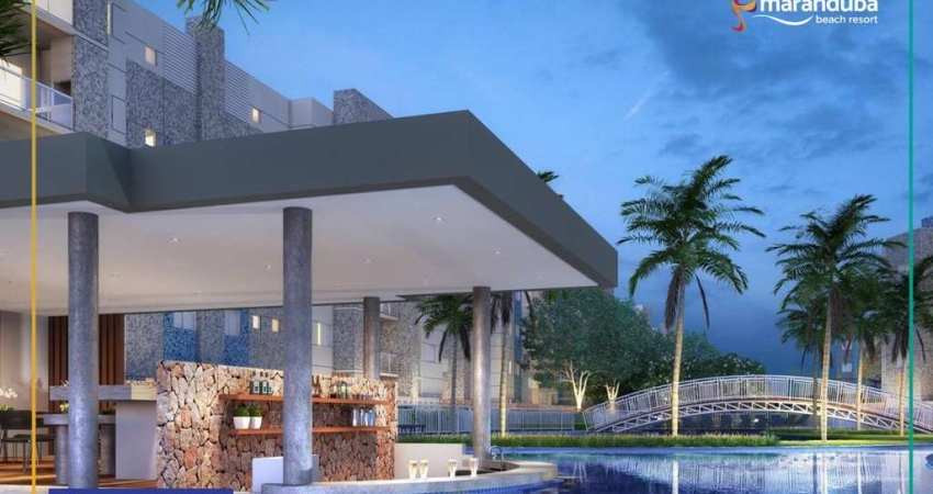 MARANDUBA RESORT Apartamentos com 2  e 3 dormitórios, 10 plantas diferentes na praia do Sapê em Ubatuba