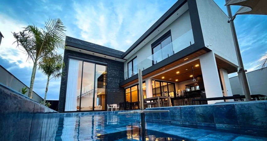 Venda: Sobrado alto padrão no Condomínio Pinheiros, 4 suítes, área gourmet e piscina com hidromassagem!