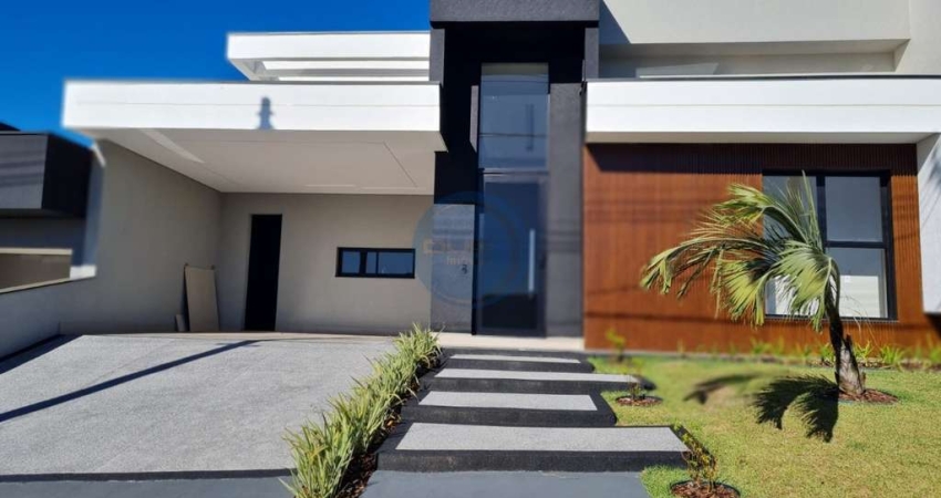 Casa térrea de alto padrão no Condomínio Milano em Indaiatuba-SP: 3 suítes, área gourmet, piscina, aquecimento solar.