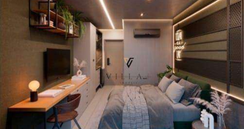 Flat a 100m da Beira Mar com 1 dormitório, sala e cozinha americana integradas, varanda à venda, 24 m² por R$ 457.777 - Cabo Branco - João Pessoa/PB