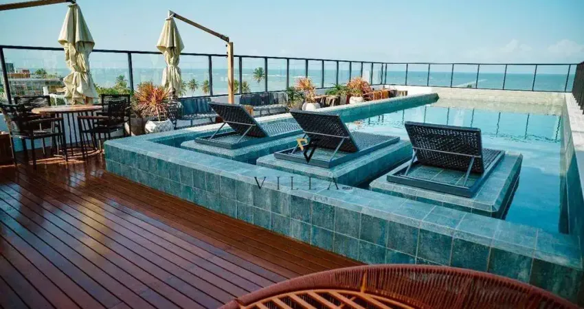 Flat a 50m do mar com 1 dormitório, sala e cozinha integradas à venda, 24 m² por r$ 389.000 - jardim oceania - joão pessoa/pb