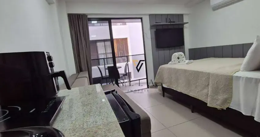 Flat pé na areia com 1 dormitório sala, cozinha e varanda integradas à venda, 25 m² por r$ 590.000 - jardim oceania - joão pessoa/pb