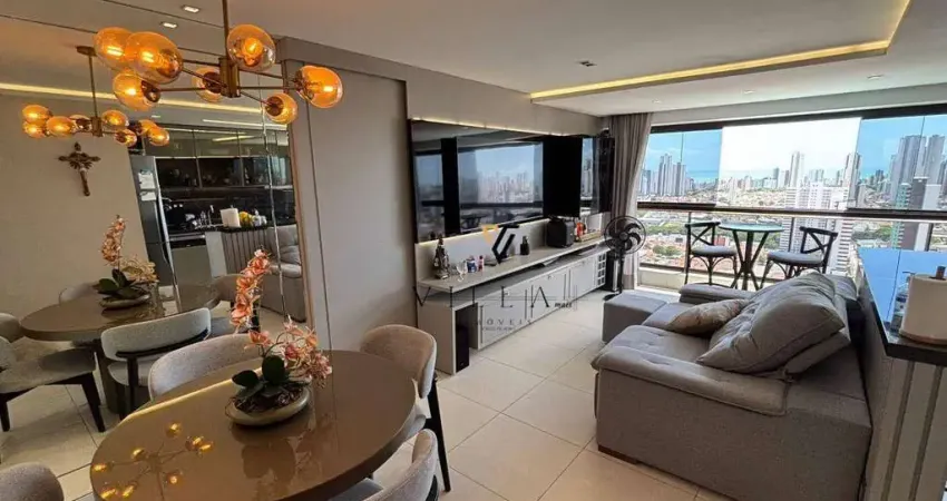 Apartamento com 2 dormitórios, 2 salas. cozinha americana e varanda gourmet à venda, 72 m² por r$ 840.000 - bairro dos estados - joão pessoa/pb