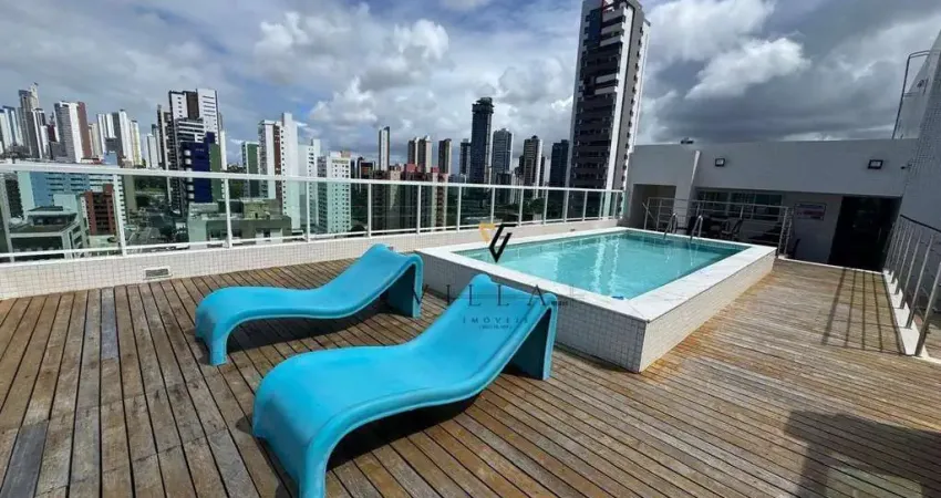 Apartamento com 2 dormitórios, 2 salas, cozinha e varanda à venda, 59 m² por r$ 580.000 - tambaú - joão pessoa/pb