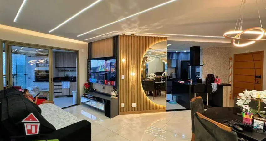 Apartamento alto pdrão mobiliado com 2 dormitórios à venda, 103 m² por r$ 1.150.000 - canto do forte - praia grande/sp