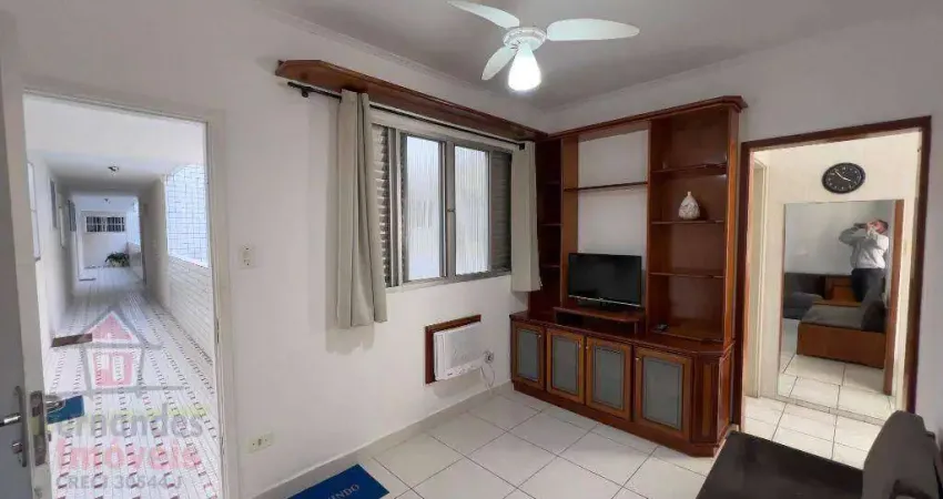 Apartamento mobiliado 1 dormitório, elevador 50 metros da praia para alugar definitivo pacote  30 m² por R$ 2.100 mês no Boqueirão em  Praia Grande/SP