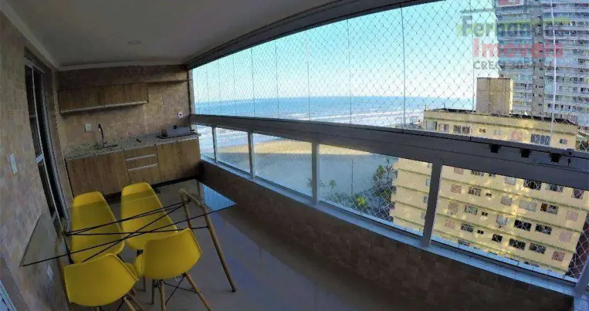 Apartamento alto padrão mobiliado vista lateral mar 2 suítes aluguel definitivo pacote por R$4.800 mês Aviação Praia Grane/SP.