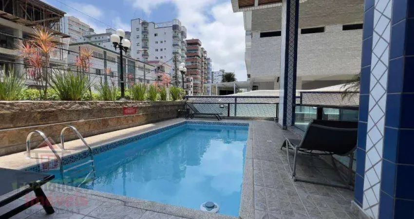Apartamento semi mobiliado 300 metros da praia com 2 dormitórios à venda, 104 m² por r$ 550.000 - vila guilhermina - praia grande/sp