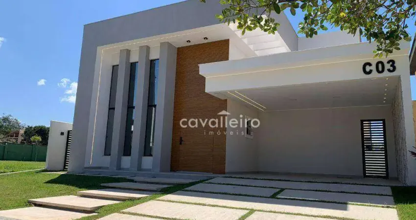 R$1.150mi – casa linear no alphaville maricá - com 3 quartos, suíte com closet e piscina