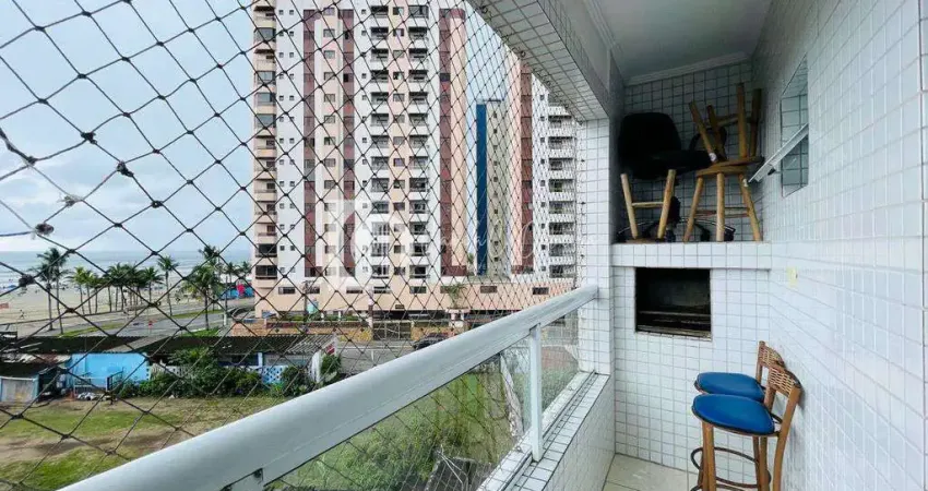 Apartamento vista lateral mar  com 1 quarto mobiliado, mirim