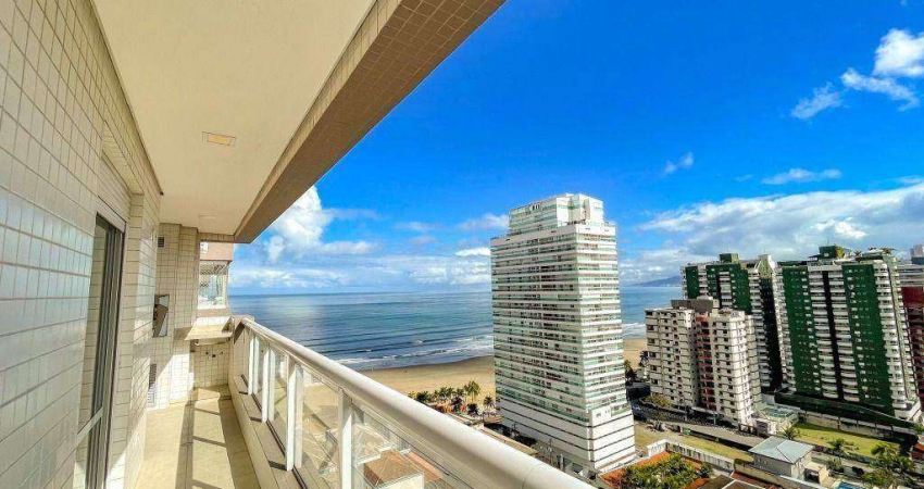 Apartamento Vista Mar com 3 dormitórios à venda, 109 m² por R$ 1.095.000 - Canto do Forte - Praia Grande/SP