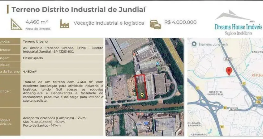 Área à venda, 4460 m² por r$ 4.000.000,00 - distrito industrial - jundiaí/sp