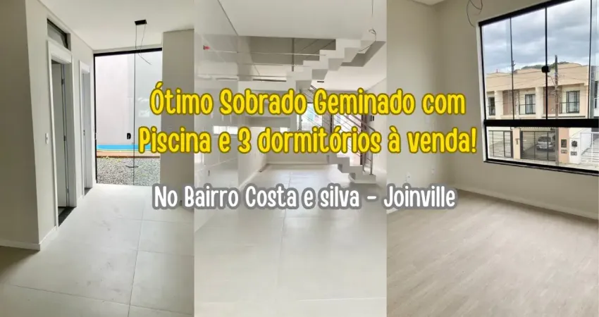 Lindo sobrado geminado  pronto pra morar! com piscina e 3 quartos no costa e silva