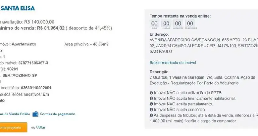 Apartamento para Venda em Sertãozinho, Jardim Campo Alegre, 2 dormitórios, 1 banheiro, 1 vaga