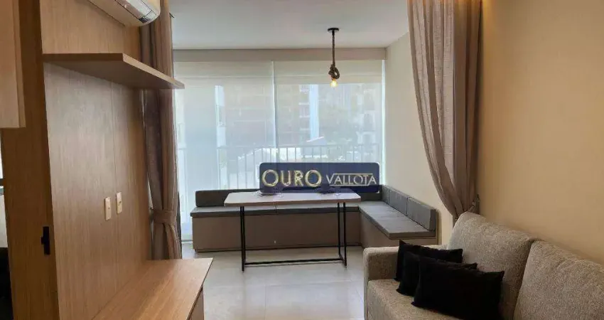 Apartamento locação com varanda, 1 dormitório, 1 vaga de garagem e em frente ao Parque do Ibirapuera