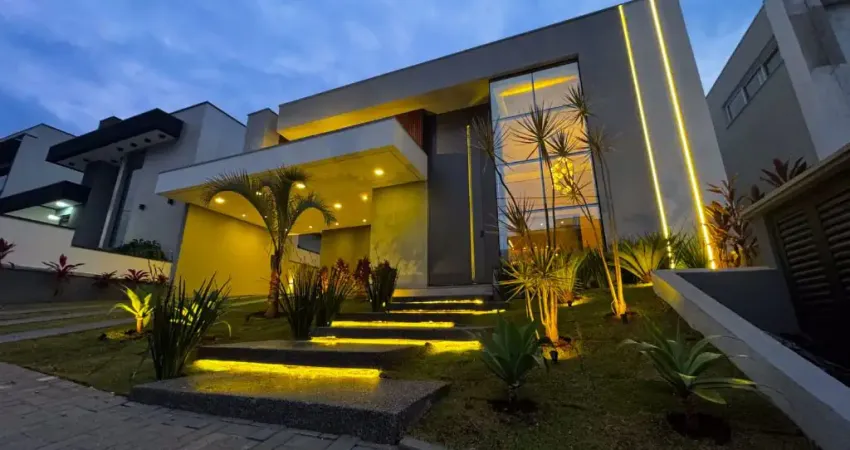 MARAVILHOSA casa térrea no MOSAICO ESSENCE para venda possui 195 m² com 4 suítes PISCINA e GOURMET