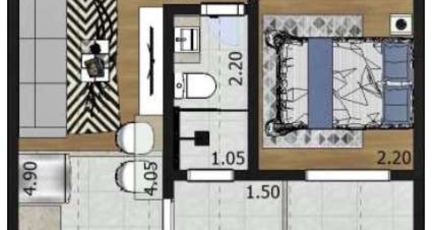Deslumbrante apartamento tipo para venda com 1 quarto, 26m²