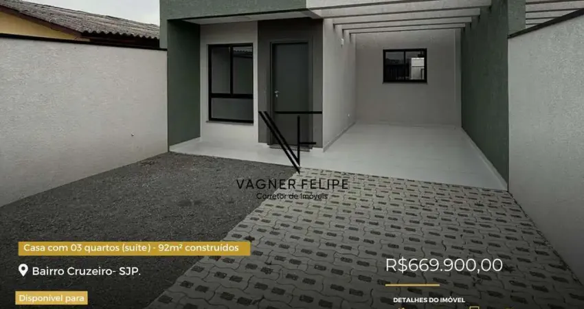 Casa com 03 quartos (suíte) - 92m² construídos - Jardim Cruzeiro.