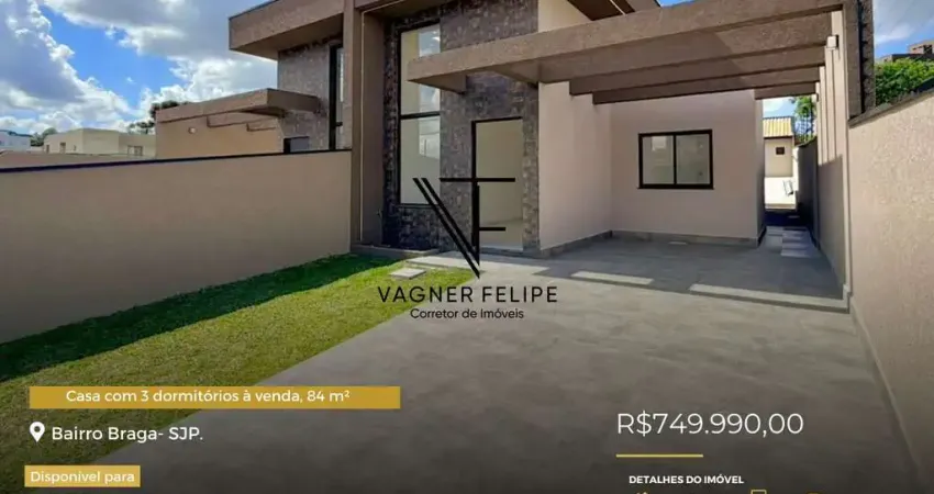 Casa com 3 dormitórios à venda, 84 m² por R$ 750.000,00 - Braga - São José dos Pinhais/PR