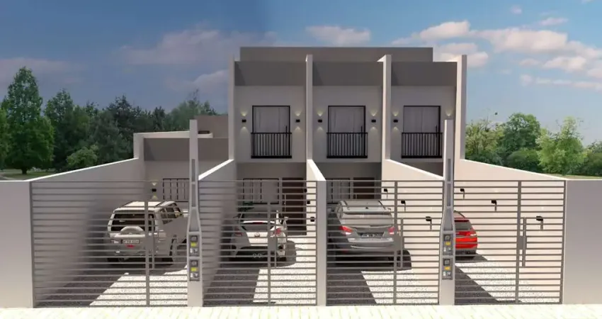 Sobrado geminado à venda em joinville-sc, bairro itaum: 2 quartos, 2 suítes, 2 salas, 1 banheiro, 2 vagas de garagem!