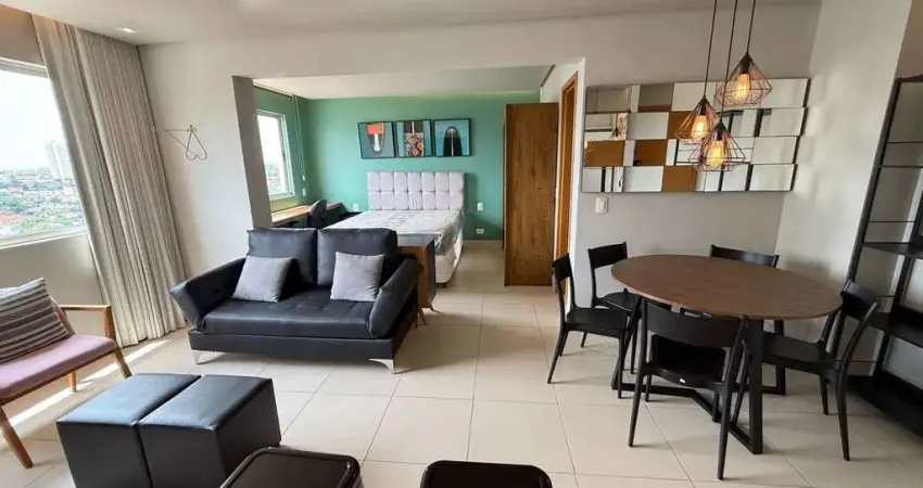 Flat mobiliado no modern living – 1 suíte, andar alto e lazer completo