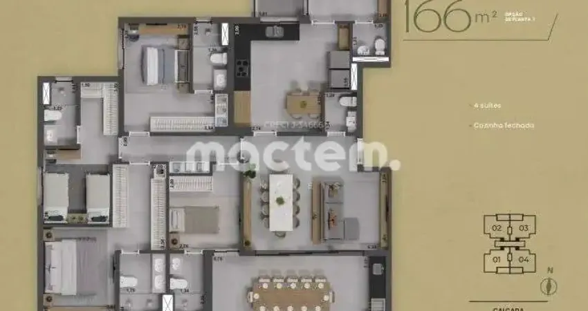 Apartamento para venda em Jardim Olhos D'água Ii de 166.00m² com 4 Quartos e 4 Suites
