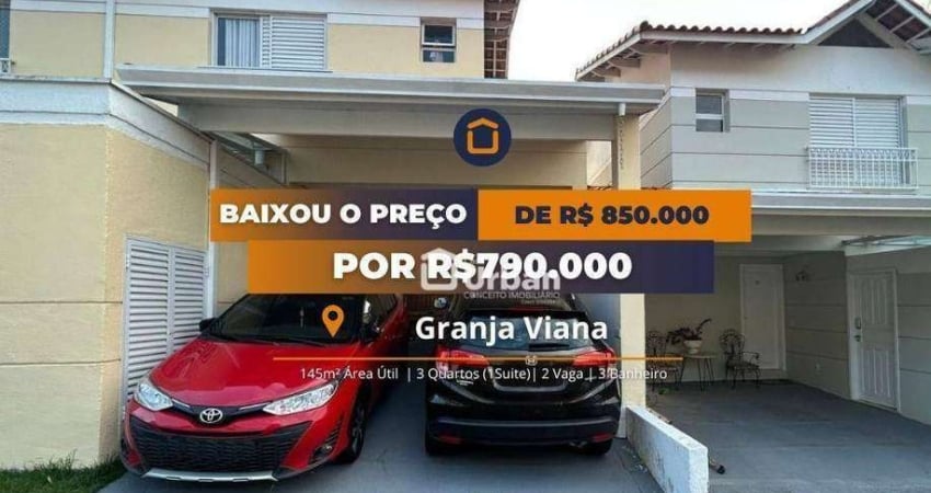 Casa de Condomínio para venda em Granja Viana de 145.00m² com 3 Quartos, 1 Suite e 2 Garagens