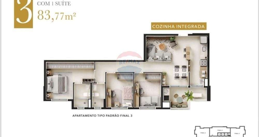 Apartamento para venda em Jardim Botânico de 83.77m² com 3 Quartos, 1 Suite e 2 Garagens